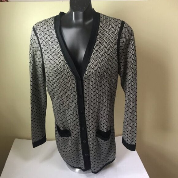 Dana Bachman Vintage Silk Knit Cardigan Sweater Jacket Pockets Buttons Preppy M - Picture 2 of 16